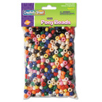 Creativity Street Pony Beads, Plastic, 6 mm x 9 mm, Assorted Colors, 1,000/Set View Product Image