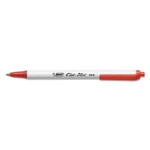 BIC Clic Stic Ballpoint Pen, Retractable, Medium 1 mm, Red Ink, White Barrel, Dozen View Product Image