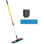 Rubbermaid Commercial Adaptable Flat Mop Kit, 19.5 x 5.5 Blue Microfiber Head, 48" to 72" Yellow Aluminum Handle View Product Image