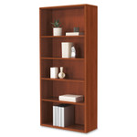 HON 10700 Series Wood Bookcase, 5 Shelf/3 Adjust, 32 3/8 x 13 1/8 x 71, Cognac View Product Image