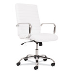 Sadie 5-Thirteen Mid-Back Executive Leather Chair, Supports up to 250 lbs., White Seat/Back, Chrome Base View Product Image