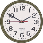 AbilityOne 6645010468849 SKILCRAFT Slimline Quartz Wall Clock, 12.75" Overall Diameter, Brown Case, 1 AA (sold separately) View Product Image