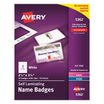 Avery Self-Laminating Laser/Inkjet Printer Badges, 2 1/4 x 3 1/2, White, 30/Box View Product Image