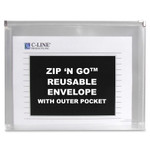 C-Line Zip n Go Reusable Envelope w/Outer Pocket, 13 x 10, Clear, 3/Pack View Product Image