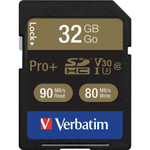 Verbatim 32GB Pro Plus 600X SDHC Memory Card, UHS-I V30 U3 Class 10 View Product Image