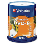 Verbatim DVD-R 4.7GB 16X White Inkjet Printable - 100pk Spindle View Product Image