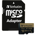 Verbatim PRO Plus 64 GB Class 10/UHS-I (U3) microSDXC - 1 Pack View Product Image