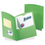 Oxford Contour Two-Pocket Recycled Paper Folder, 100-Sheet Capacity, Green View Product Image