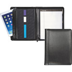 Samsill Leather Zipper Padfolio w/Writing Pad, Organizer Slots, Black View Product Image