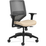 HON Solve Series ReActiv Back Task Chair, Supports up to 300 lbs., Putty Seat/Charcoal Back, Black Base View Product Image