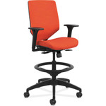 HON Solve Series Upholstered Back Task Stool, Supports up to 300 lbs., Bittersweet Seat/Bittersweet Back, Black Base View Product Image