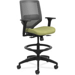 HON Solve Series ReActiv Back Task Stool, 33" Seat Height, Supports up to 300 lbs., Meadow Seat/Charcoal Back, Black Base View Product Image