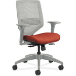 HON Solve Series ReActiv Back Task Chair, Supports up to 300 lbs., Bittersweet Seat/Titanium Back, Black Base View Product Image