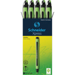 Schneider Xpress Fineliner Porous Point Pen, Stick, Medium 0.8 mm, Black Ink, Black/Green Barrel, 10/Box View Product Image
