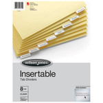 Wilson Jones Insertable Tab Dividers, 3-Hole Punched, 8-Tab, 11 x 8.5, Buff, 1 Set WLJ54312 View Product Image