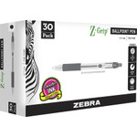 Zebra Z-Grip Ballpoint Pen, Retractable, Medium 0.7 mm, Black Ink, Black Tinted Barrel, 30/Pack View Product Image