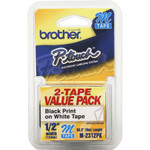 Brother P-Touch M Series Tape Cartridges for P-Touch Labelers, 0.47" x 26.2 ft, Black on White, 2/Pack View Product Image