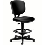 HON Volt Series Leather Adjustable Task Stool, 32.38" Seat Height, Supports up to 275 lbs., Black Seat/Black Back, Black Base View Product Image