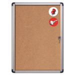 MasterVision Slim-Line Enclosed Cork Bulletin Board, 28 x 38, Aluminum Case View Product Image