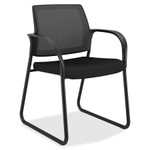 HON Ignition Series Mesh Back Guest Chair with Sled Base, 25" x 22" x 34", Black Seat, Black Back, Black Base View Product Image