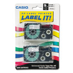 Casio Tape Cassettes for KL Label Makers, 0.37" x 26 ft, Black on Clear, 2/Pack View Product Image