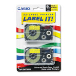 Casio Tape Cassettes for KL Label Makers, 0.37" x 26 ft, Black on Yellow, 2/Pack View Product Image