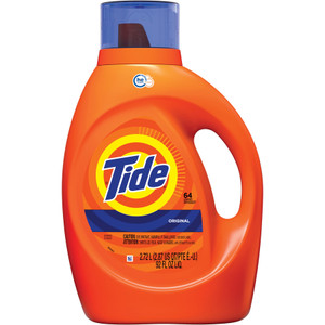 Tide HE Laundry Detergent, Original Scent, Liquid, 64 Loads, 92 oz Bottle, 4/Carton View Product Image