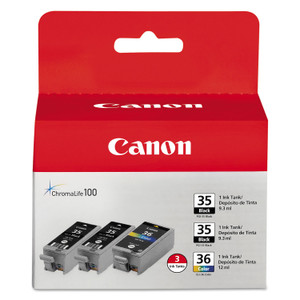 Canon 1509B007 (CLI-36) Ink, Black/Tri-Color, 3/PK View Product Image