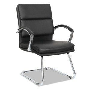 Alera Neratoli Slim Profile Guest Chair, 23.81'' x 27.16'' x 36.61'', Black Seat/Black Back, Chrome Base View Product Image