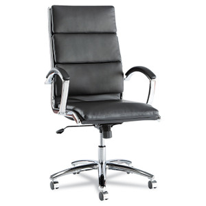Alera Neratoli High-Back Slim Profile Chair, Supports up to 275 lbs, Black Seat/Black Back, Chrome Base View Product Image