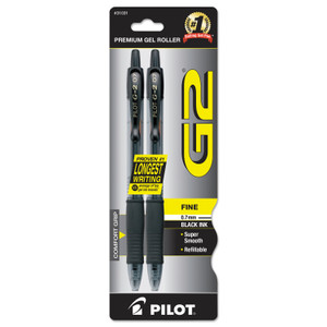 Pilot G2 Premium Retractable Gel Pen, 0.7 mm, Black Ink, Smoke Barrel, 2/Pack View Product Image