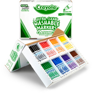 Crayola Ultra-Clean Washable Marker Classpack, Broad Bullet Tip, Assorted Colors, 200/Box View Product Image