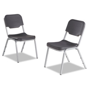 Iceberg Rough 'N Ready Original Stack Chair, Charcoal Seat/Charcoal Back, Silver Base, 4/Carton View Product Image