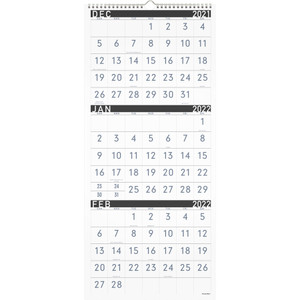 AT-A-GLANCE Contemporary Three-Monthly Reference Wall Calendar, 12 x 27, 2021-2022 View Product Image