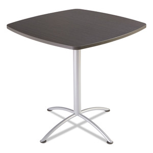 Iceberg iLand Table, Contour, Square Seated Style, 42" x 42" x 42", Gray Walnut/Silver View Product Image