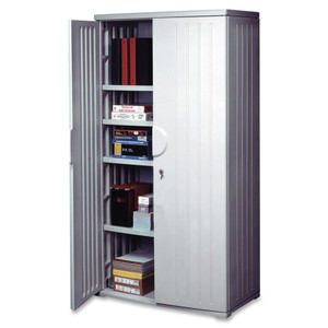 Iceberg OfficeWorks Resin Storage Cabinet, 36w x 22d x 72h, Platinum View Product Image