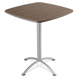 Iceberg iLand Table, Contour, Square Bistro Style, 36" x 36" x 42", Natural Teak/Silver View Product Image