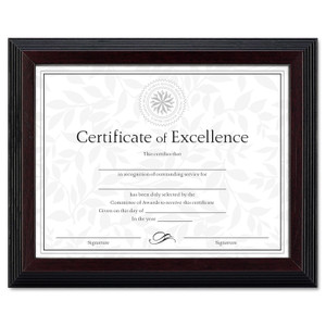 DAX Stepped Award/Certificate Frame, 8 1/2 x 11, Black w/Walnut Trim View Product Image