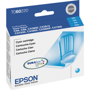 Epson T060220S (60) DURABrite Ink, 450 Page-Yield, Cyan View Product Image