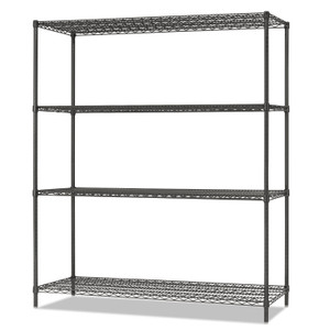 Alera All-Purpose Wire Shelving Starter Kit, 4-Shelf, 60 x 18 x 72, Black Anthracite Plus View Product Image