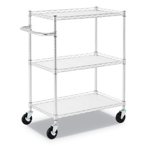 Alera 3-Shelf Wire Cart with Liners, 34.5w x 18d x 40h, Silver, 600-lb Capacity View Product Image