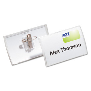 Durable Click-Fold Convex Name Badge Holder, Combi-Clip, 3 3/4w x 2 1/4h, Clear, 25/Pk View Product Image