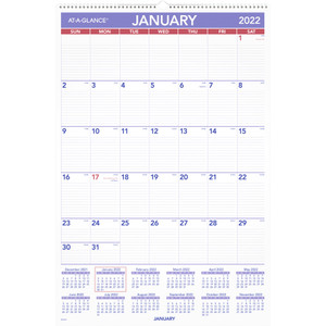 AT-A-GLANCE Monthly Wall Calendar with Ruled Daily Blocks, 20 x 30, White, 2022 View Product Image