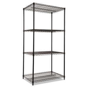 Alera NSF Certified Industrial 4-Shelf Wire Shelving Kit, 36w x 24d x 72h, Black View Product Image