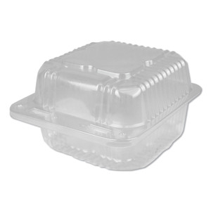 Durable Packaging Plastic Clear Hinged Containers, 5 x 5, 12 oz, Clear, 500/Carton View Product Image