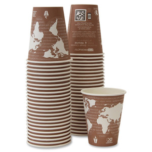 Eco-Products World Art Renewable/Compostable Hot Cups, 8 oz, Plum, 50/Pack View Product Image