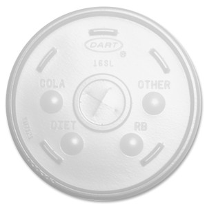 Dart Plastic Lids, for 16oz Hot/Cold Foam Cups, Straw-Slot Lid, White, 1000/Carton View Product Image