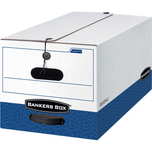 Bankers Box LIBERTY Heavy-Duty Strength Storage Boxes, Legal Files, 15.25" x 24.13" x 10.75", White/Blue, 12/Carton View Product Image