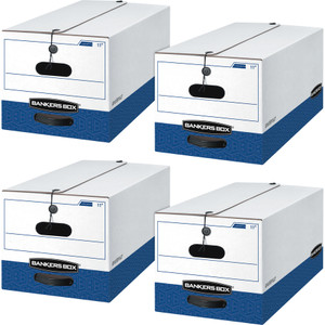 Bankers Box LIBERTY Heavy-Duty Strength Storage Boxes, Letter Files, 12.25" x 24.13" x 10.75", White/Blue, 4/Carton View Product Image