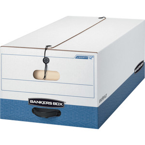 Bankers Box LIBERTY Heavy-Duty Strength Storage Boxes, Legal Files, 15.25" x 24.13" x 10.75", White/Blue, 4/Carton View Product Image